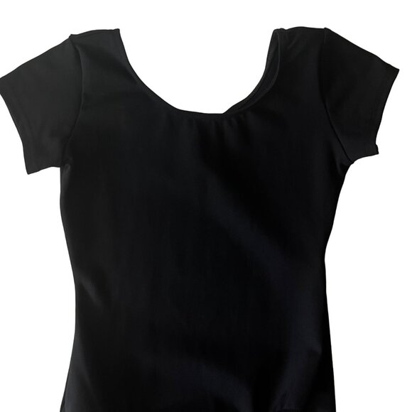 Capezio Short Sleeve Leotard Girls Large Black Dance Gymnastics New - Picture 4 of 10